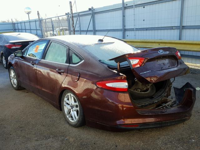 3FA6P0H77GR105528 - 2016 FORD FUSION SE MAROON photo 3