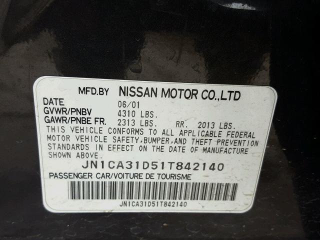 JN1CA31D51T842140 - 2001 NISSAN MAXIMA GXE GRAY photo 10