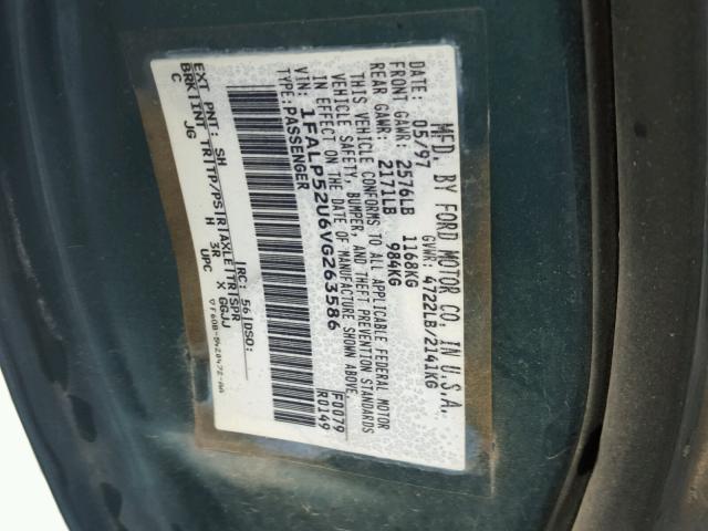 1FALP52U6VG263586 - 1997 FORD TAURUS GL GREEN photo 10