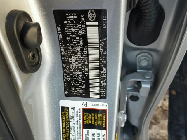 4T1BF1FK4HU753357 - 2017 TOYOTA CAMRY LE GRAY photo 10