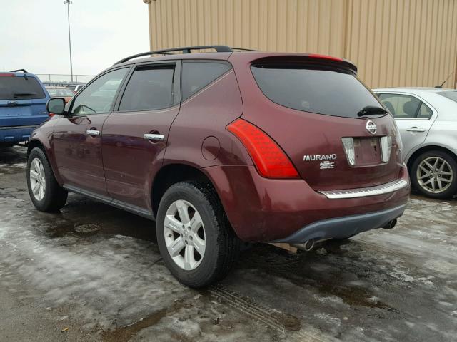 JN8AZ08T87W512304 - 2007 NISSAN MURANO SL MAROON photo 3