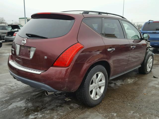 JN8AZ08T87W512304 - 2007 NISSAN MURANO SL MAROON photo 4