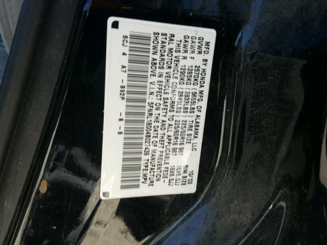 5FNRL18004B027439 - 2004 HONDA ODYSSEY EX BLACK photo 10