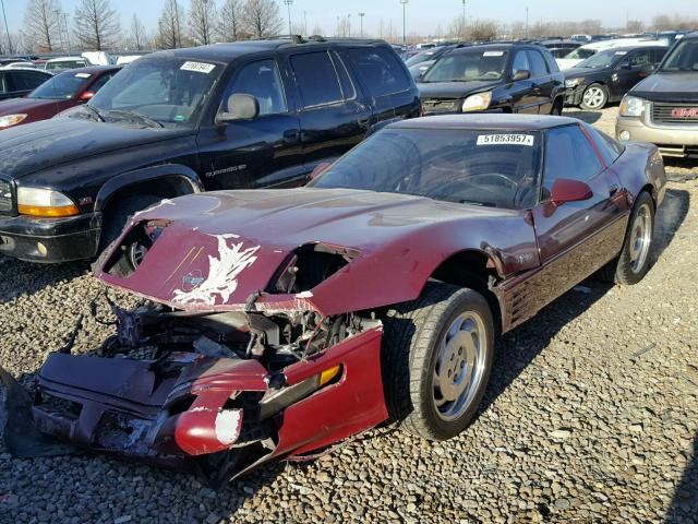 1G1YY23P5P5109950 - 1993 CHEVROLET CORVETTE BURGUNDY photo 2