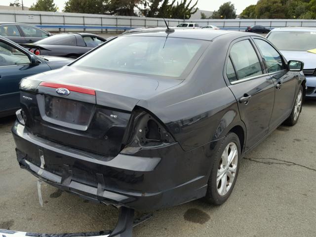 3FAHP0HA9CR379750 - 2012 FORD FUSION SE BLACK photo 4