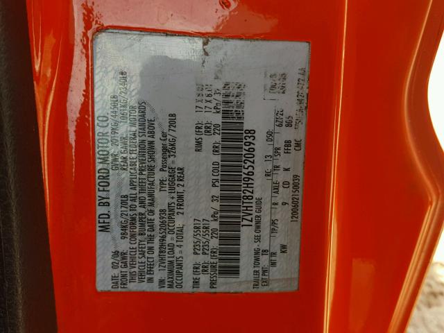 1ZVHT82H965206938 - 2006 FORD MUSTANG GT ORANGE photo 10