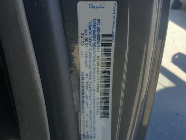 3VWCB21C12M439619 - 2002 VOLKSWAGEN NEW BEETLE 灰色 照片 10