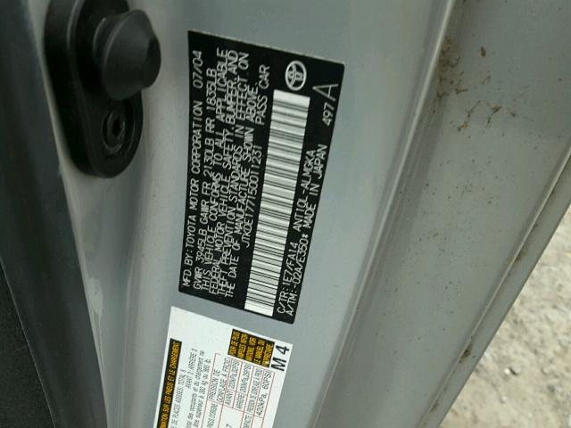 JTKDE177150011231 - 2005 TOYOTA SCION TC 银色 照片 10