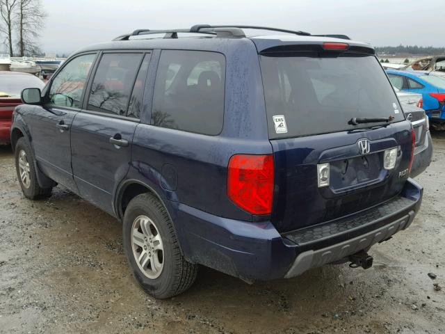 2HKYF18684H516843 - 2004 HONDA PILOT EXL BLUE photo 3