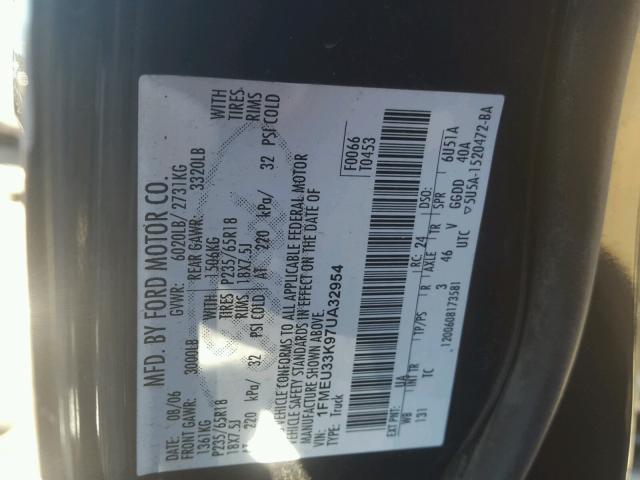 1FMEU33K97UA32954 - 2007 FORD EXPLORER S BLACK photo 10