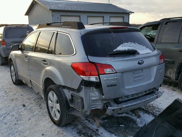 4S4BRBBC6B3355219 - 2011 SUBARU OUTBACK 2. GRAY photo 3