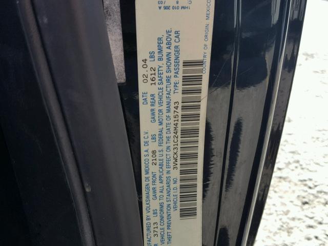 3VWCK31C24M415743 - 2004 VOLKSWAGEN NEW BEETLE 黑色 照片 10