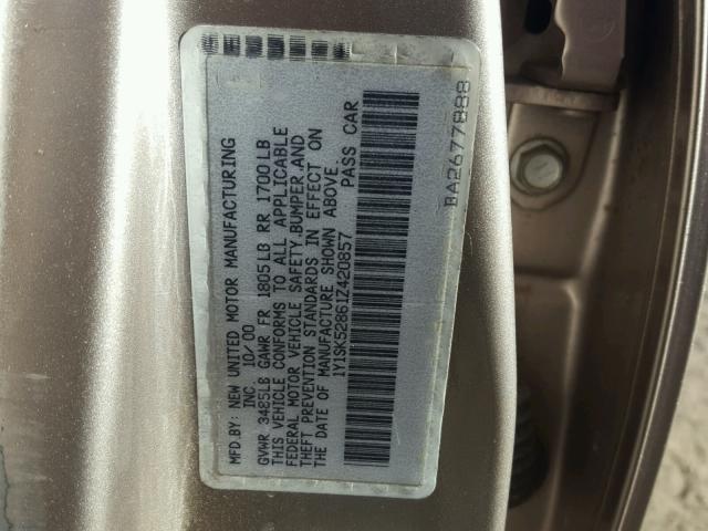 1Y1SK52861Z420857 - 2001 CHEVROLET GEO PRIZM 棕色 照片 10