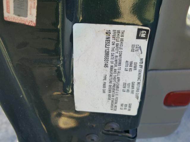 1G1NE52J12M683146 - 2002 CHEVROLET MALIBU LS 绿色 照片 10