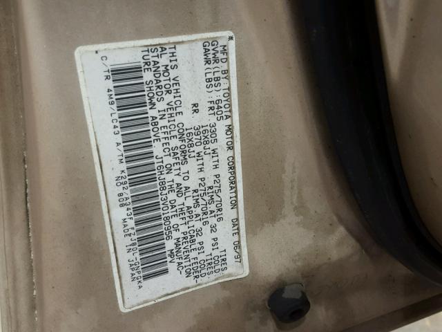 JT6HJ88J3V0180956 - 1997 LEXUS LX 450 BROWN photo 10