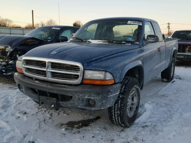 1D7HG12K64S597707 - 2004 DODGE DAKOTA SXT BLUE photo 2