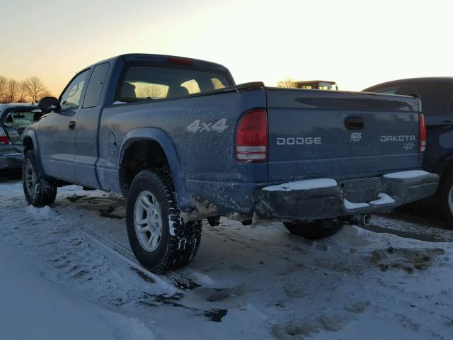 1D7HG12K64S597707 - 2004 DODGE DAKOTA SXT BLUE photo 3