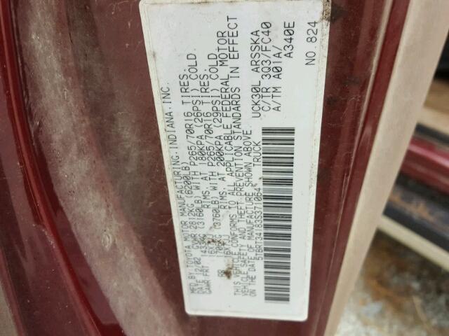 5TBRT34183S371064 - 2003 TOYOTA TUNDRA ACC BURGUNDY photo 10