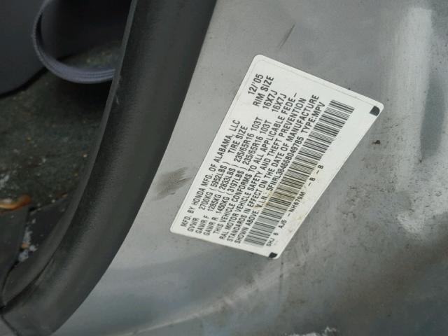 5FNRL38466B049785 - 2006 HONDA ODYSSEY EX GRAY photo 10