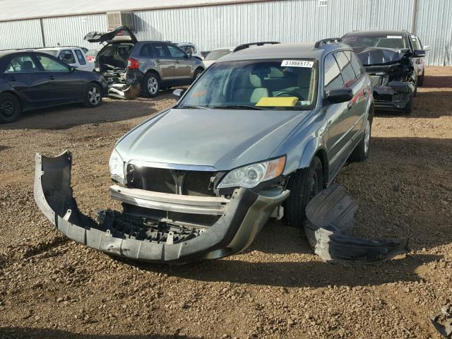 4S4BP60C697318366 - 2009 SUBARU OUTBACK GREEN photo 2