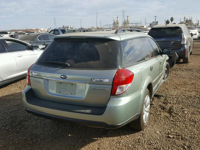 4S4BP60C697318366 - 2009 SUBARU OUTBACK GREEN photo 4