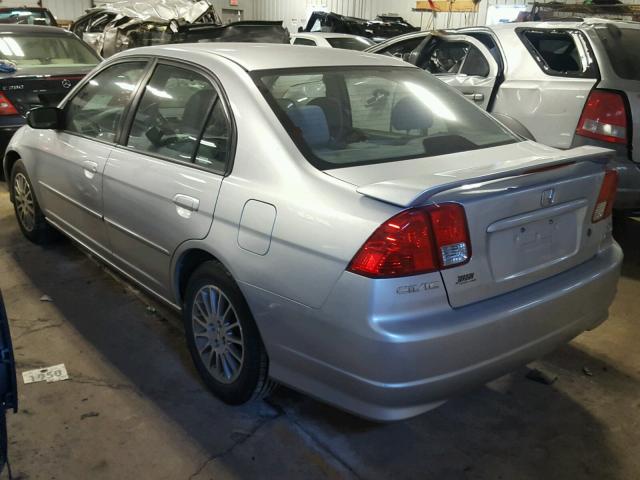 2HGES16545H626728 - 2005 HONDA CIVIC LX SILVER photo 3