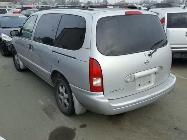 4N2ZN15T32D810037 - 2002 NISSAN QUEST GXE SILVER photo 3