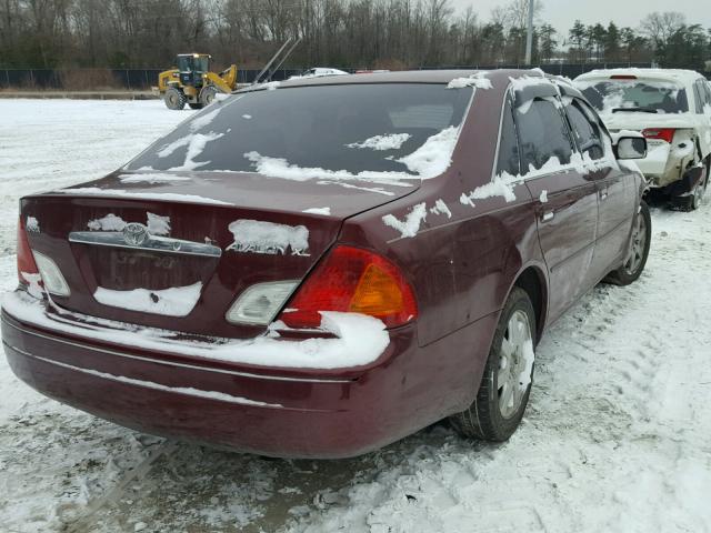 4T1BF28B7YU069695 - 2000 TOYOTA AVALON XL BURGUNDY photo 4