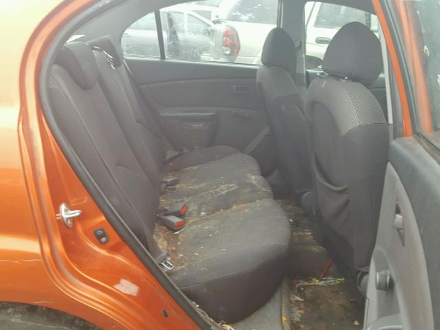 KNADE123086412800 - 2008 KIA RIO BASE ORANGE photo 6