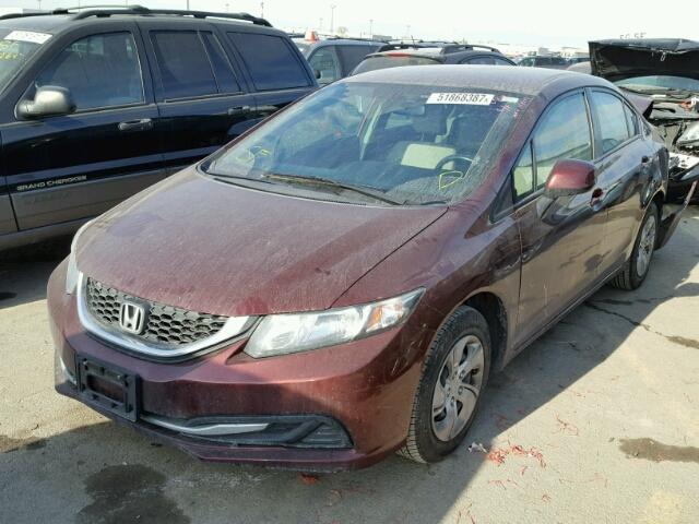 19XFB2F5XDE203476 - 2013 HONDA CIVIC LX BURGUNDY photo 2