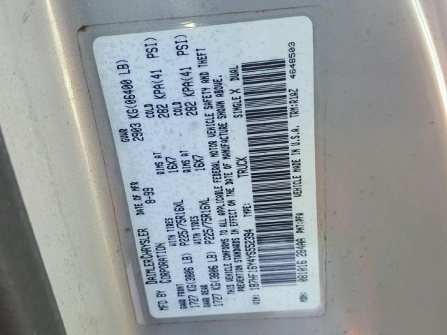 1B7HF16Y4YS552394 - 2000 DODGE RAM 1500 SILVER photo 10