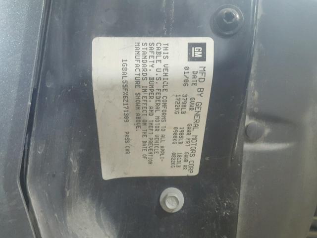 1G8AL55FX6Z171309 - 2006 SATURN ION LEVEL TEAL photo 10