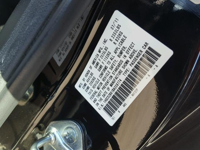 1HGCS2B81BA008774 - 2011 HONDA ACCORD EXL BLACK photo 10