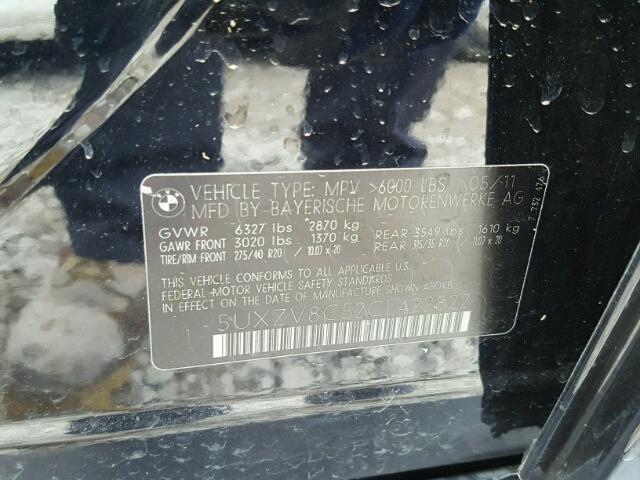 5UXZV8C52CL422822 - 2012 BMW X5 XDRIVE5 Siyah fotoğraf 10