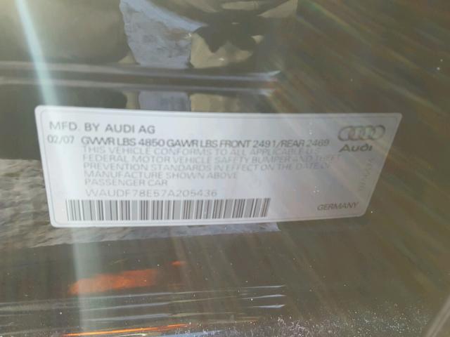 WAUDF78E57A205436 - 2007 AUDI A4 2.0T QU BLACK photo 10