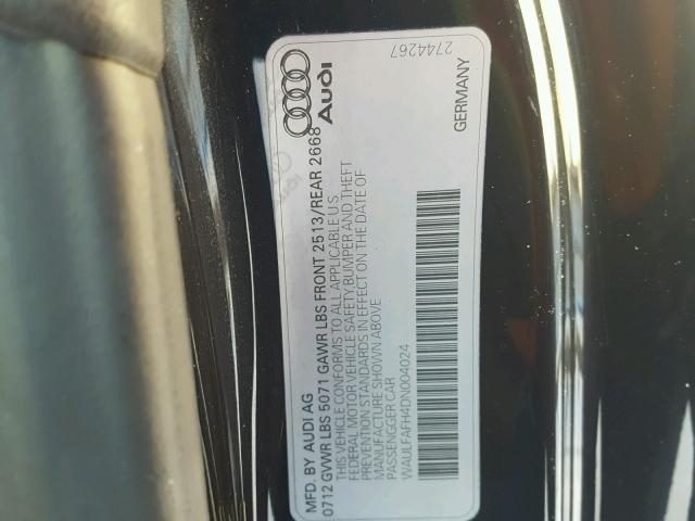 WAULFAFH4DN004024 - 2013 AUDI A5 PREMIUM BLACK photo 10