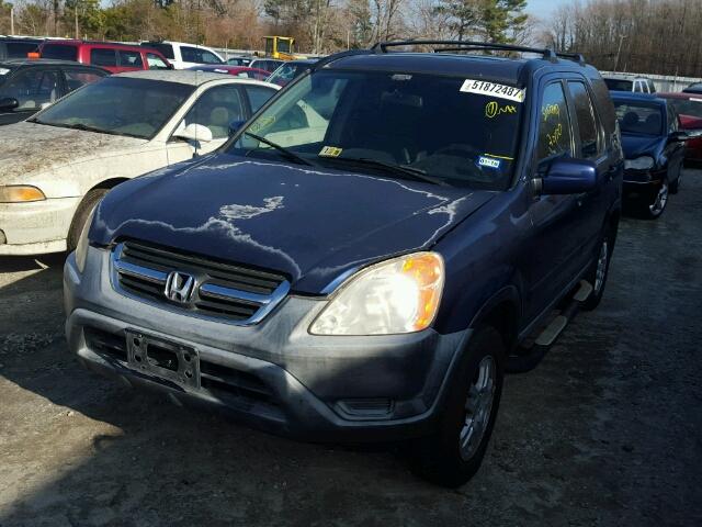 JHLRD78802C011311 - 2002 HONDA CR-V EX BLUE photo 2