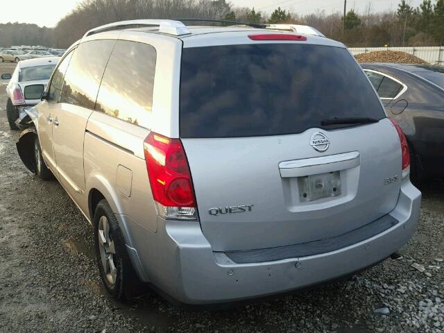 5N1BV28U77N114700 - 2007 NISSAN QUEST S SILVER photo 3