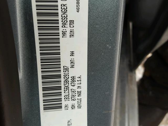 1B3LC56K58N291587 - 2008 DODGE AVENGER SX SILVER photo 10