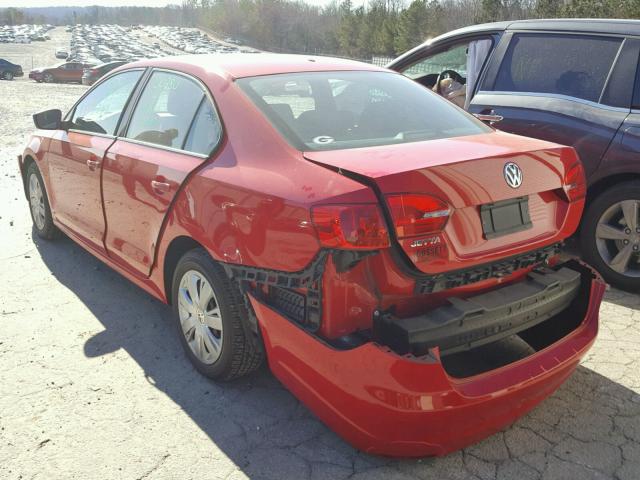 3VW2K7AJ0CM391118 - 2012 VOLKSWAGEN JETTA BASE RED photo 3