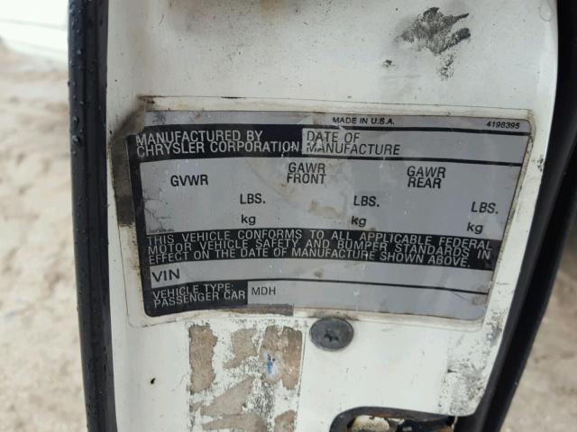 1C3BC55E0GG291025 - 1986 CHRYSLER LEBARON 白色 照片 10