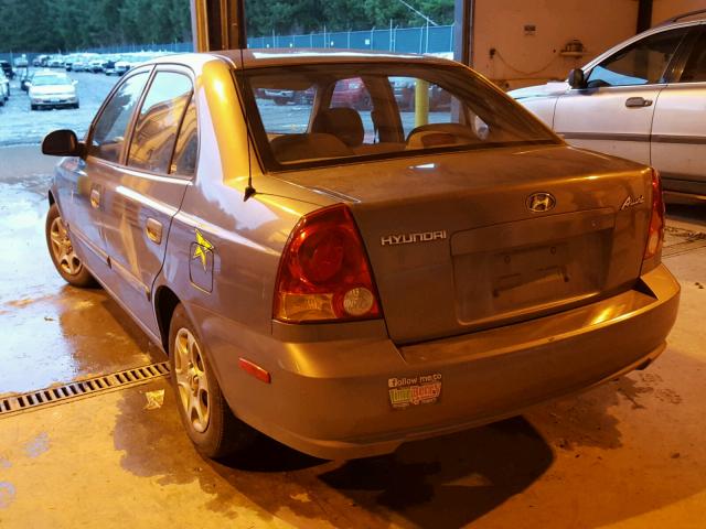 KMHCG45C34U507472 - 2004 HYUNDAI ACCENT GL GRAY photo 3