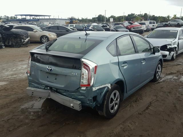 JTDKN3DU5D1727109 - 2013 TOYOTA PRIUS TEAL photo 4