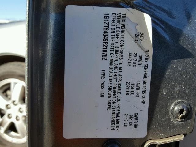 1G1ZT64845F210762 - 2005 CHEVROLET MALIBU MAX 石墨色 照片 10