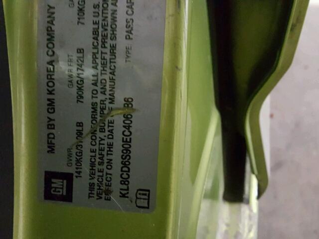 KL8CD6S90EC406486 - 2014 CHEVROLET SPARK 1LT Зеленый фото 10