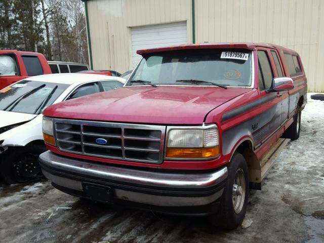 1FTEX14H8SKA53303 - 1995 FORD F150 RED photo 2