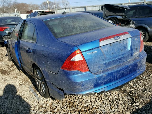 3FAHP0JG0BR329980 - 2011 FORD FUSION SEL BLUE photo 3