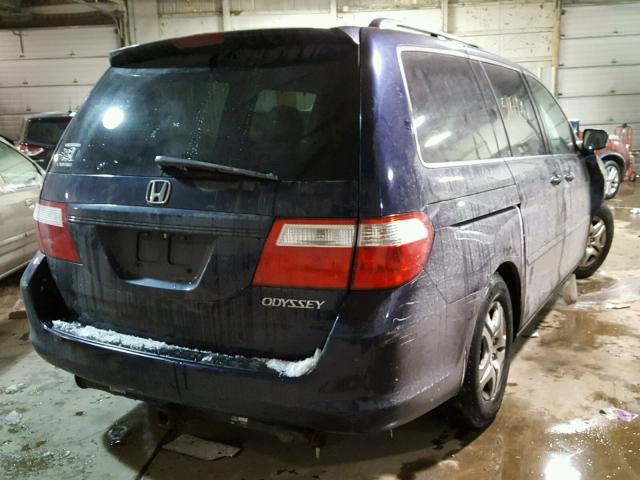 5FNRL38787B073386 - 2007 HONDA ODYSSEY EX BLUE photo 4