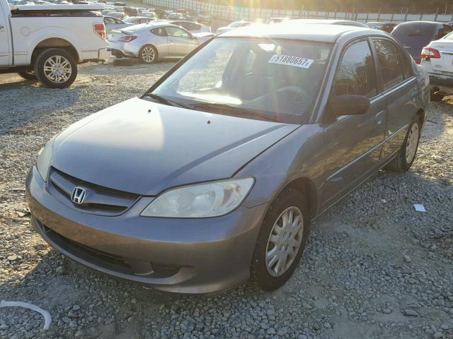 2HGES15505H532959 - 2005 HONDA CIVIC LX GRAY photo 2