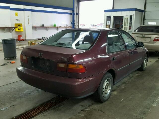 1HGEG8549NL010920 - 1992 HONDA CIVIC DX MAROON photo 4